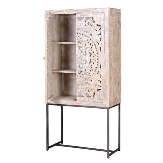 Armoire Bois, Fer Blanc 85x38x176cm