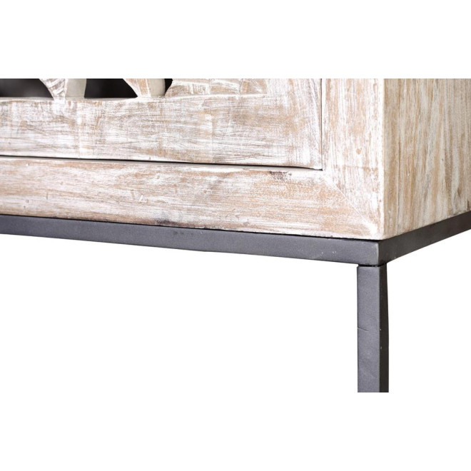 Schrank Holz, Eisen Weiß 85x38x176cm