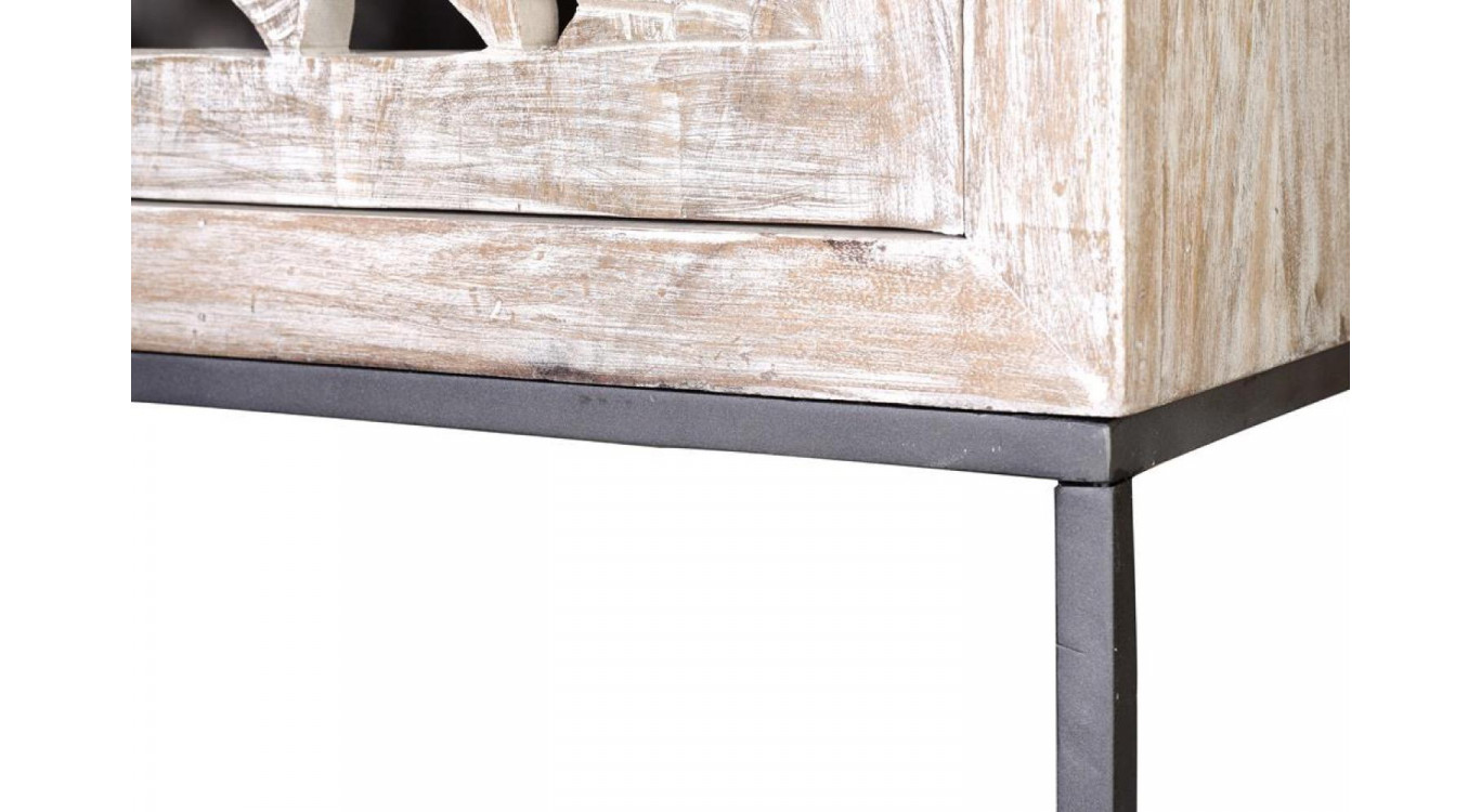 Armoire Bois, Fer Blanc 85x38x176cm