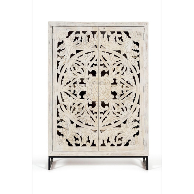 Armoire Bois, Fer Blanc 110x40x160cm