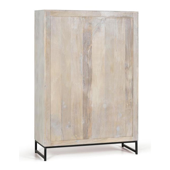 Schrank Holz, Eisen Weiß 110x40x160cm