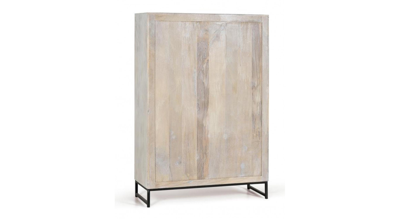 Armoire Bois, Fer Blanc 110x40x160cm
