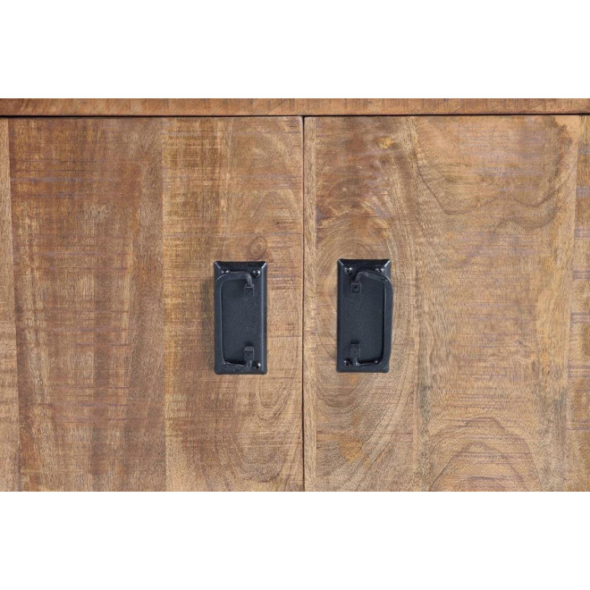Truhe mit 2 Schubladen Holz, Eisen Braun 180x40x80cm