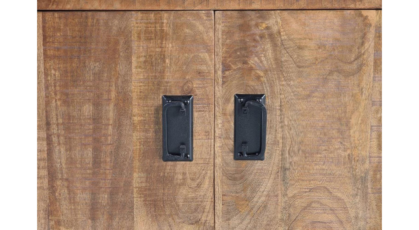 Truhe mit 2 Schubladen Holz, Eisen Braun 180x40x80cm