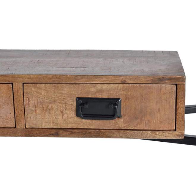 Konsole mit 2 Schubladen Holz, Eisen Braun 110x35x78cm
