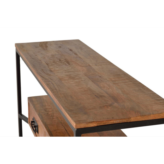 Konsole mit 2 Schubladen Holz, Eisen Braun 110x35x78cm