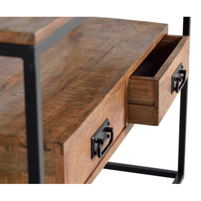 Konsole mit 2 Schubladen Holz, Eisen Braun 110x35x78cm