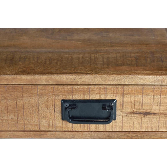 Table Basse 2 Tiroirs Bois, Fer Marron 120x60x45cm