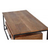 Table Basse 2 Tiroirs Bois, Fer Marron 120x60x45cm