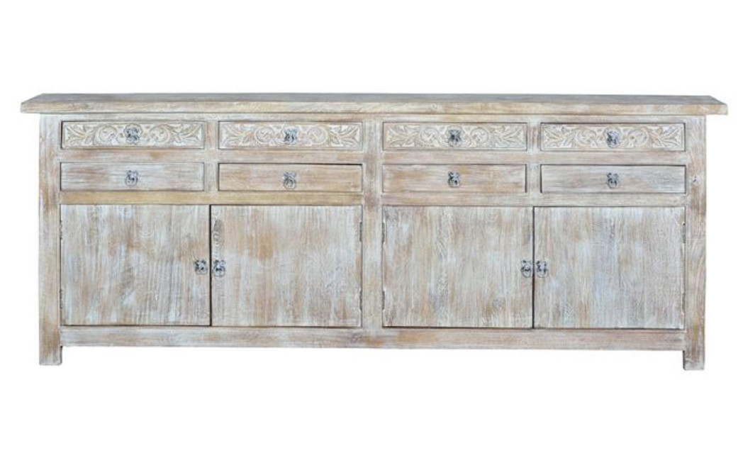 Bahut 8 Tiroirs Bois Blanc 200x44x100cm