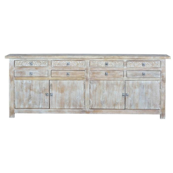 Bahut 8 Tiroirs Bois Blanc 200x44x100cm