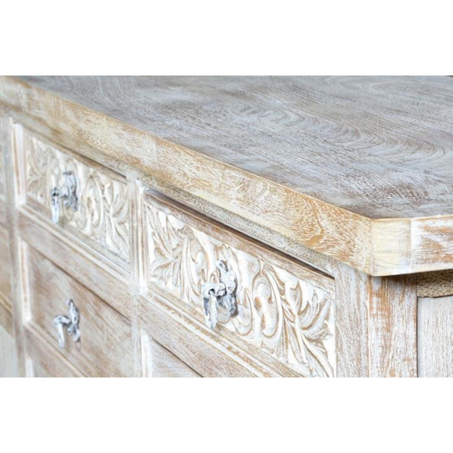 Bahut 8 Tiroirs Bois Blanc 200x44x100cm