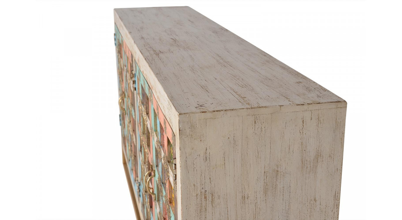 Truhe Holz, Eisen Weiß 180x40x90cm