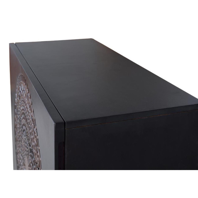 Commode 3 Tiroirs Bois, Fer Noir 95x40x90cm