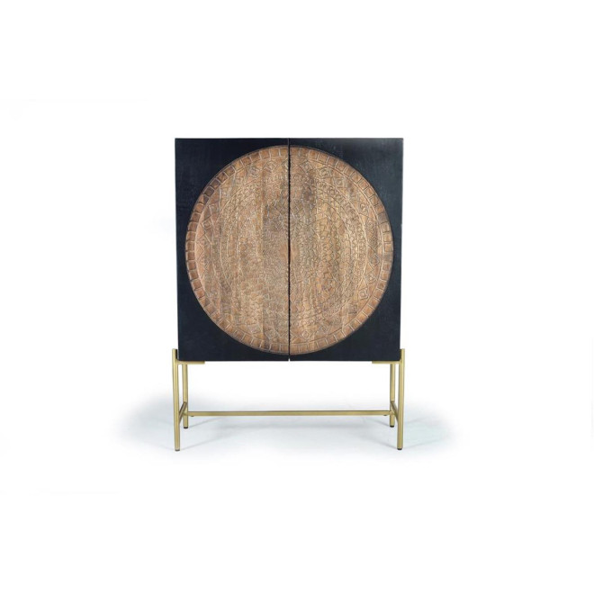 Buffet Bois, Fer Noir 100x45x143cm