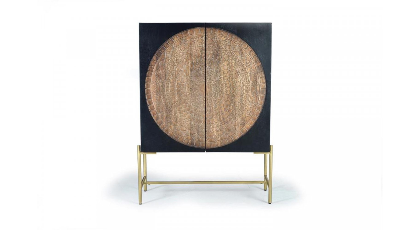 Anrichte Holz, Eisen Schwarz 100x45x143cm