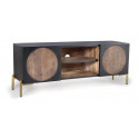 Porta TV Legno, Ferro Nero 145x40x56cm