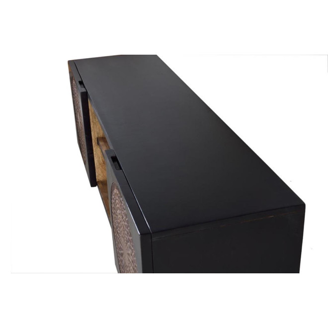TV-Möbel Holz, Eisen Schwarz 145x40x56cm