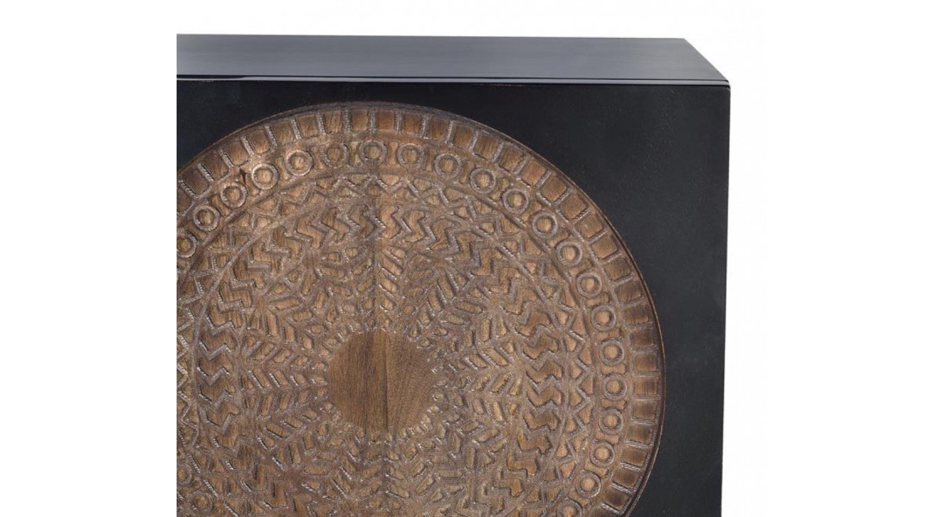 TV-Möbel Holz, Eisen Schwarz 145x40x56cm