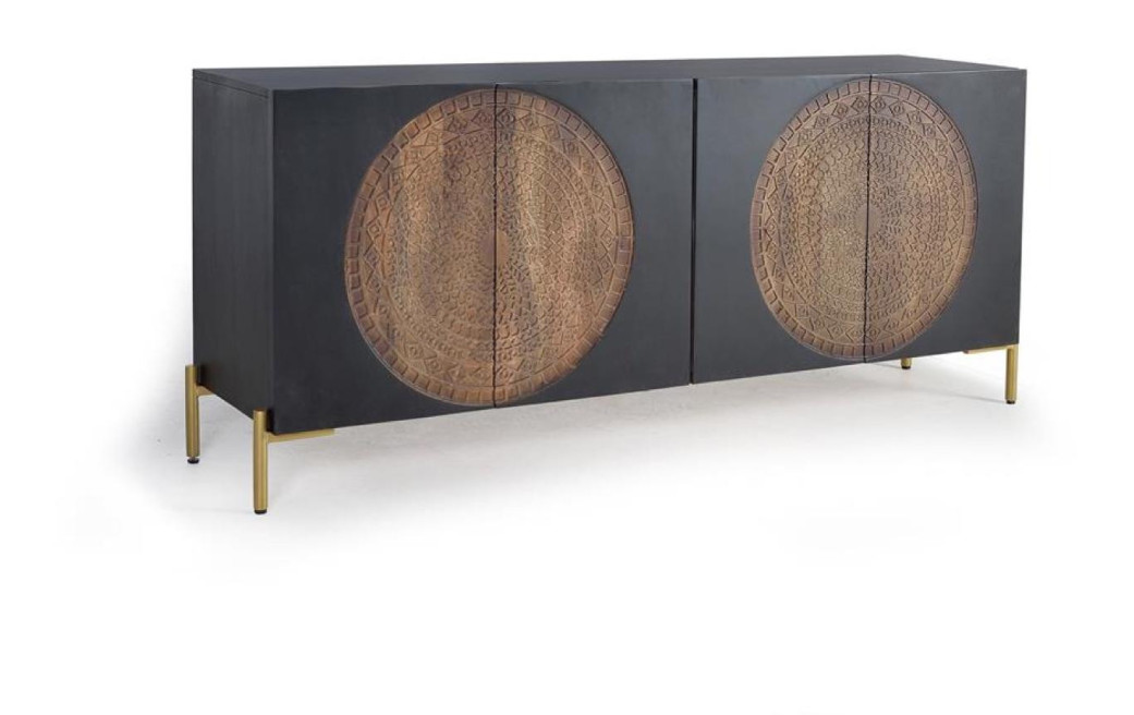 Bahut Bois, Fer Noir 173x45x77cm