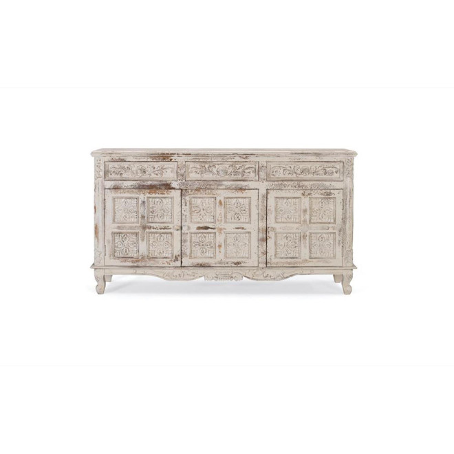 Bahut 3 Tiroirs Bois Blanc 175x44x95cm