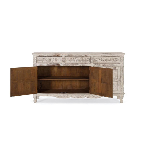 Bahut 3 Tiroirs Bois Blanc 175x44x95cm