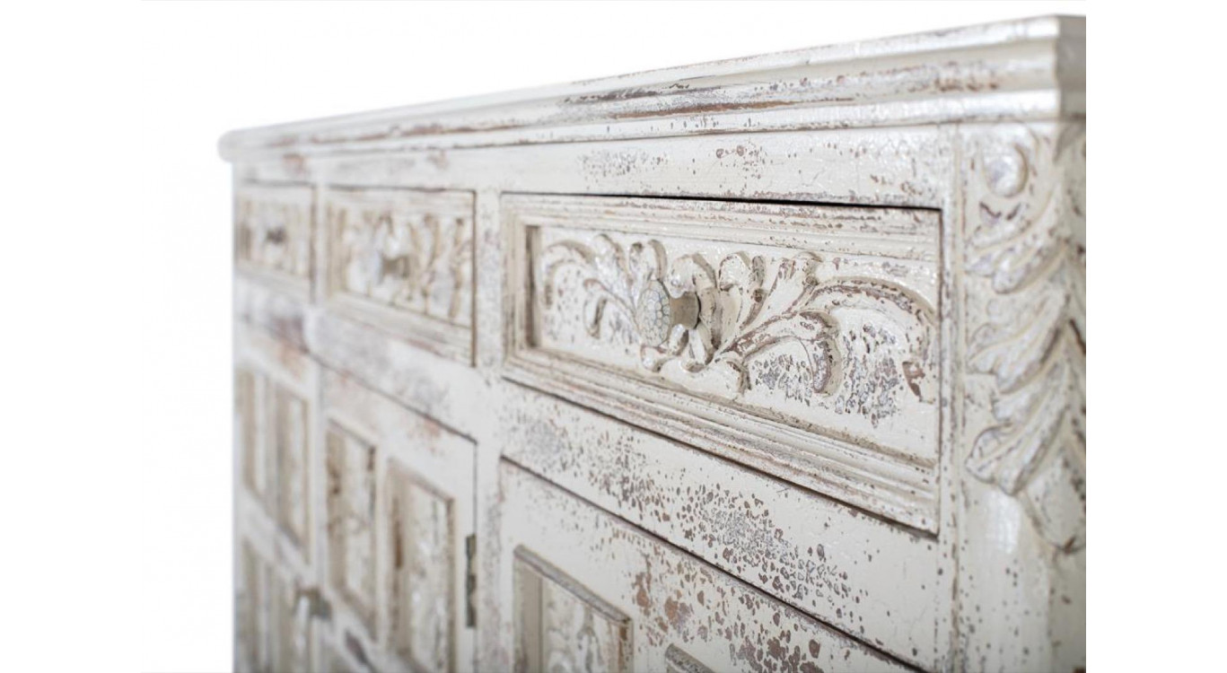 Bahut 3 Tiroirs Bois Blanc 175x44x95cm