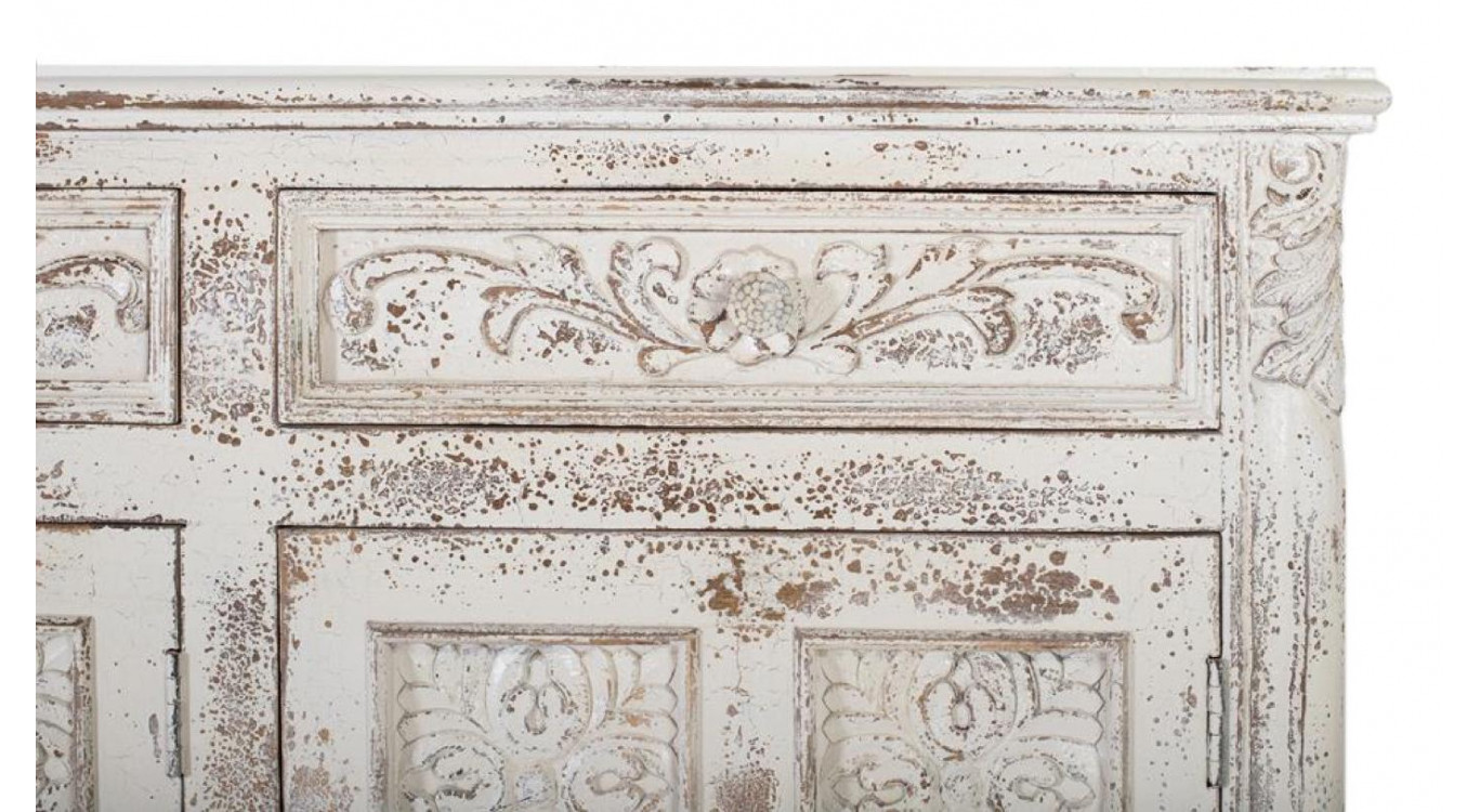 Bahut 3 Tiroirs Bois Blanc 175x44x95cm