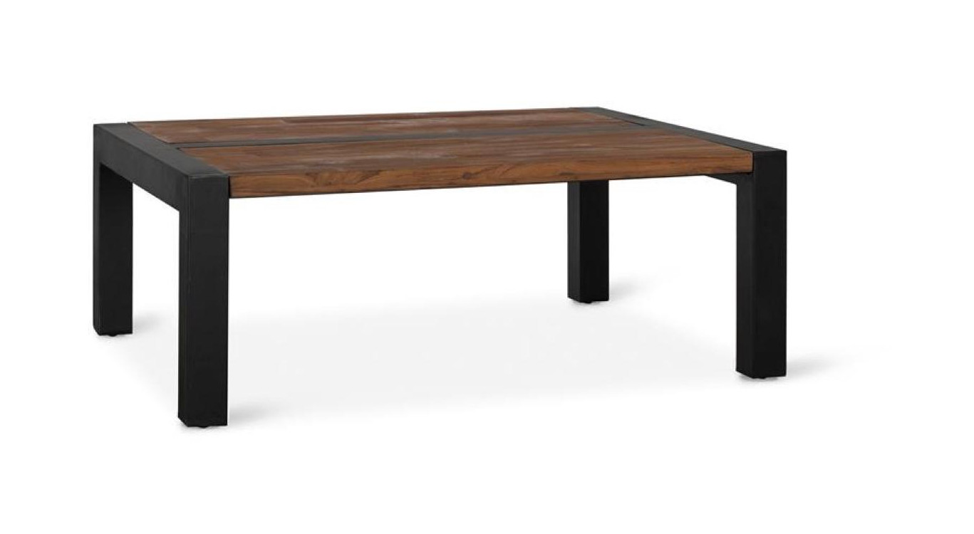 Table Basse Bois, Métal Marron 120x90x46cm