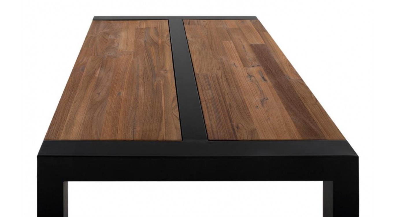 Table Basse Bois, Métal Marron 120x90x46cm