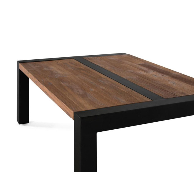 Table Basse Bois, Métal Marron 120x90x46cm