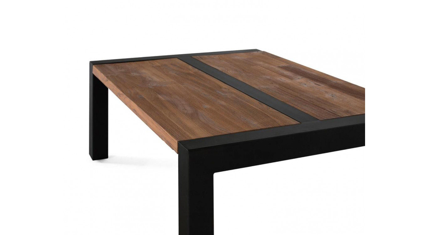 Table Basse Bois, Métal Marron 120x90x46cm