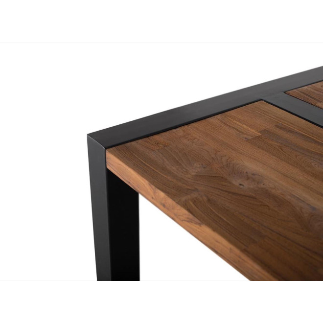 Table Basse Bois, Métal Marron 120x90x46cm