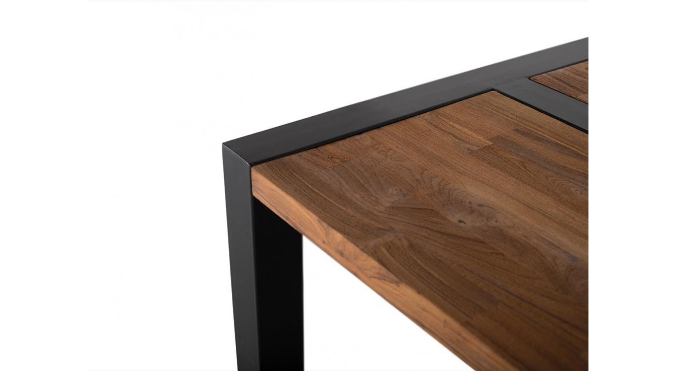 Table Basse Bois, Métal Marron 120x90x46cm