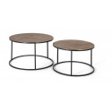 Set Of 2 Black Iron Coffee Tables 81x81x47cm