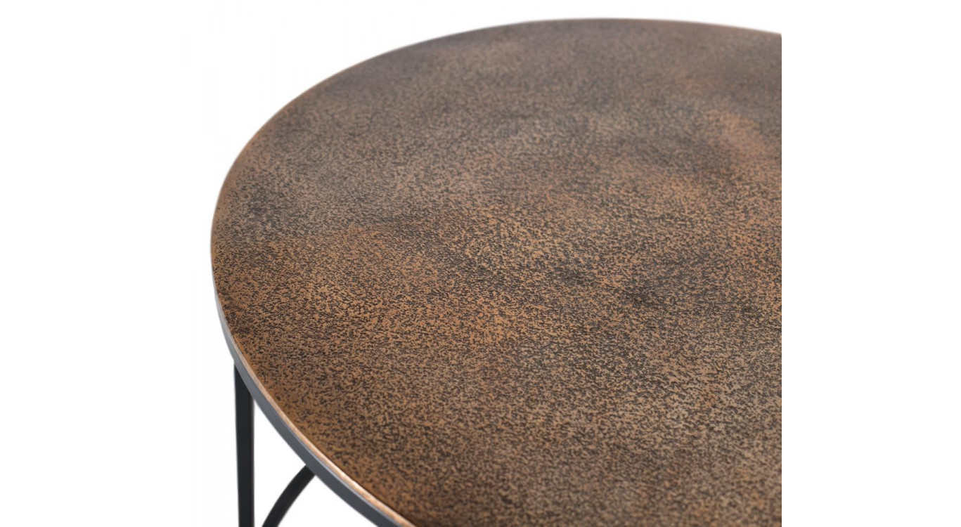 Lot De 2 Tables Basses Fer Noir 81x81x47cm