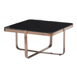 Tavolino in acciaio con vetro temperato nero 80x80x42cm