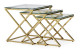 Lot de 3 Sellettes Acier Verre trempé Or 45x45x46cm
