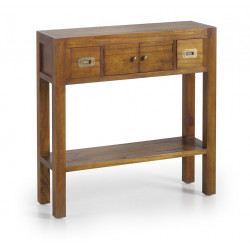 Konsole mit 2 Schubladen Holz Bronze Braun 80x27x80cm