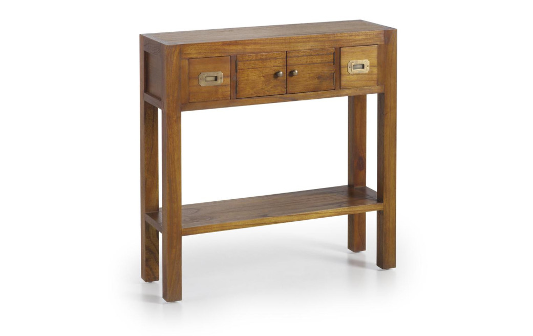 Consolle 2 cassetti Legno Bronzo Marrone 80x27x80cm