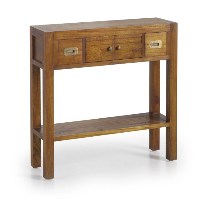 Konsole mit 2 Schubladen Holz Bronze Braun 80x27x80cm