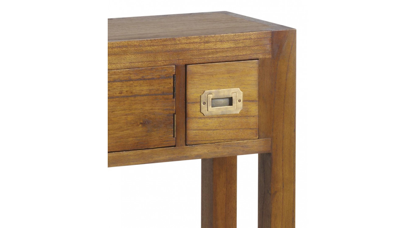 Consolle 2 cassetti Legno Bronzo Marrone 80x27x80cm