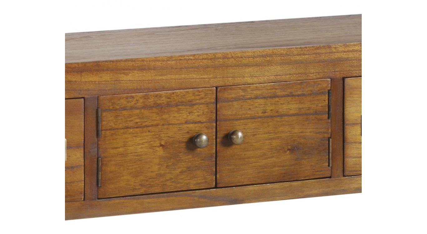 Console 2 Tiroirs Bois Bronze Marron 80x27x80cm