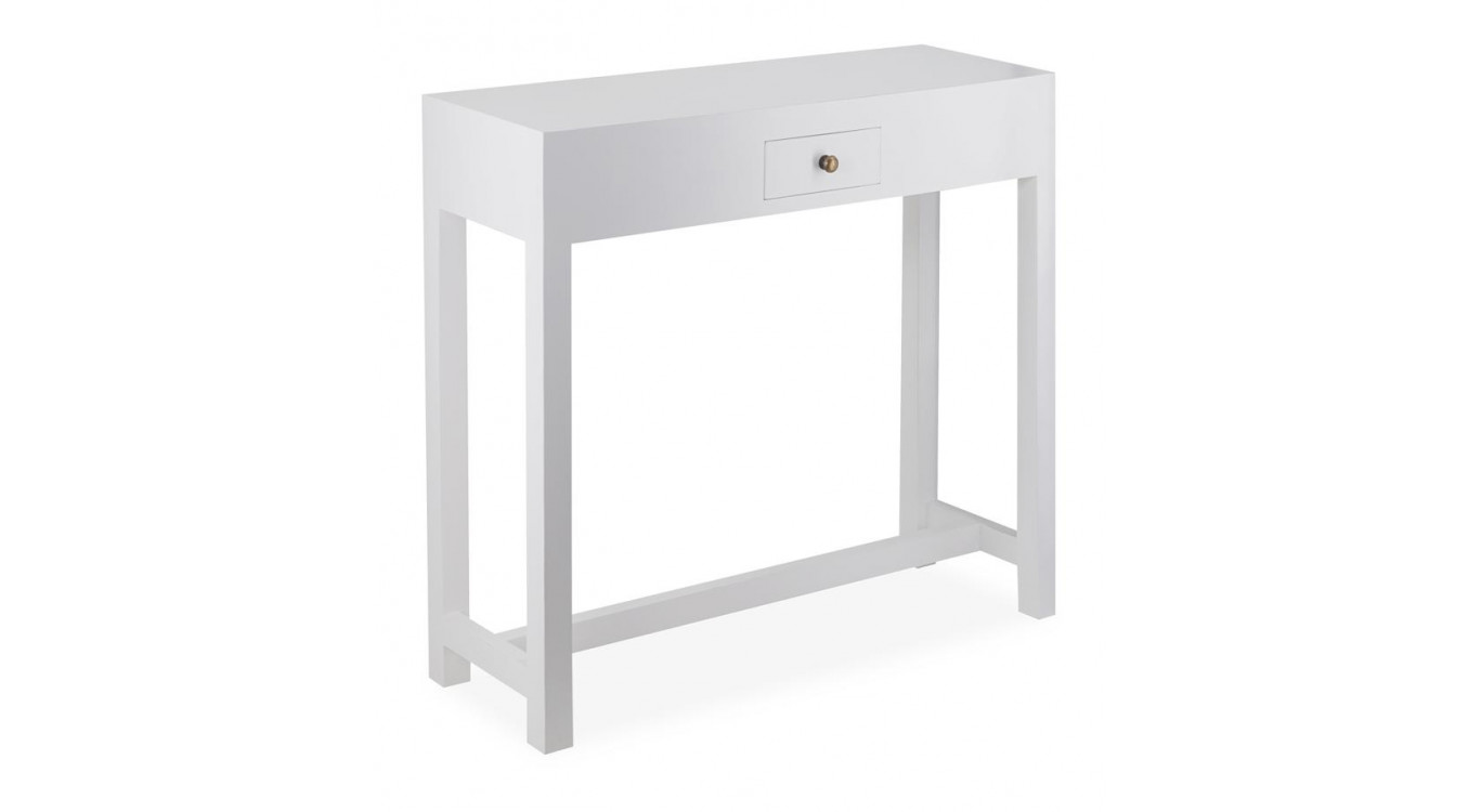 Konsole 1 Schublade Holz Weiß 80x27x76cm