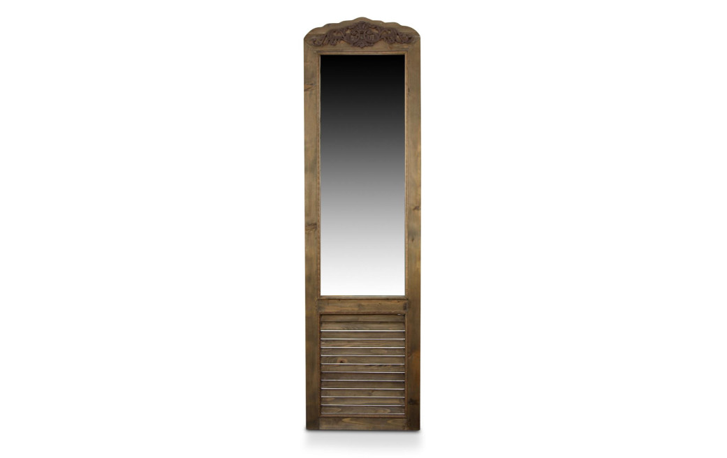 Miroir Ancien Rectangulaire Vertical Sur Pied Bois 48.5x5x170cm