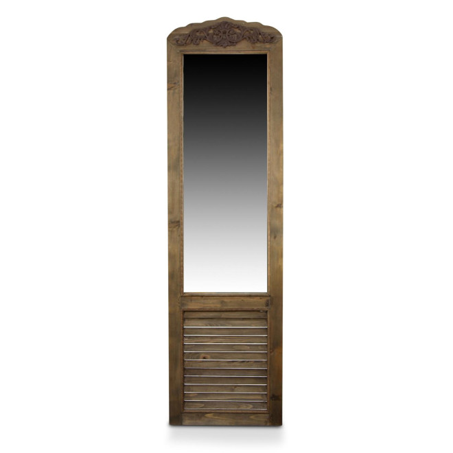 Miroir Ancien Rectangulaire Vertical Sur Pied Bois 48.5x5x170cm