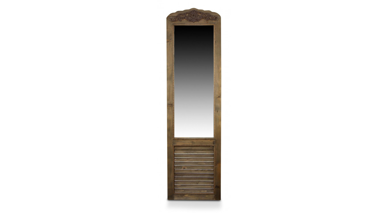 Miroir Ancien Rectangulaire Vertical Sur Pied Bois 48.5x5x170cm