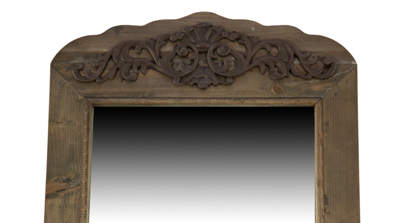 Miroir Ancien Rectangulaire Vertical Sur Pied Bois 48.5x5x170cm