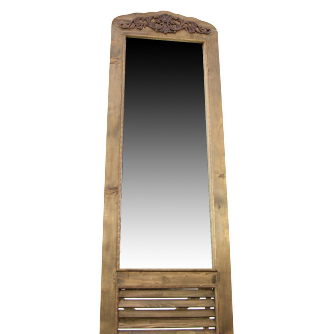 Miroir Ancien Rectangulaire Vertical Sur Pied Bois 48.5x5x170cm