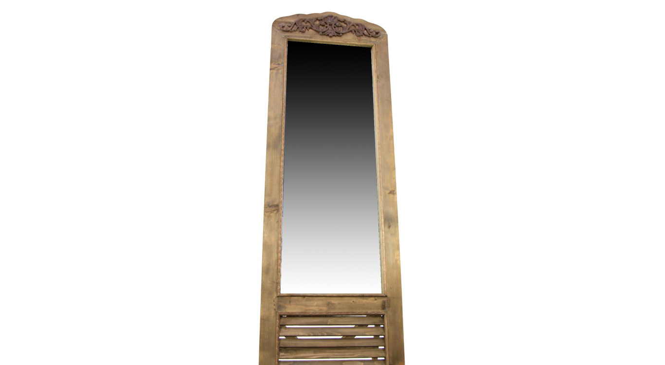Miroir Ancien Rectangulaire Vertical Sur Pied Bois 48.5x5x170cm